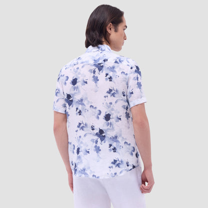Bugatchi Orson Floral Short-Sleeve Shirt Steel