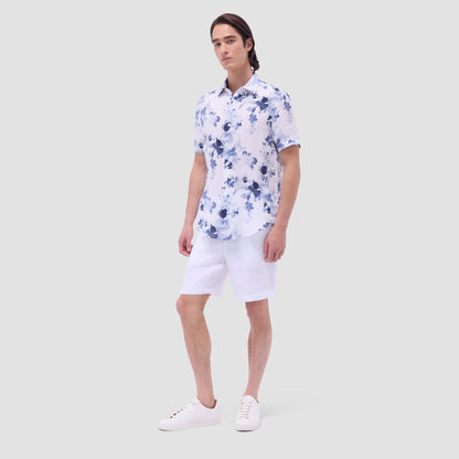 Bugatchi Orson Floral Short-Sleeve Shirt Steel