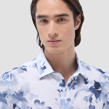 Bugatchi Orson Floral Short-Sleeve Shirt Steel