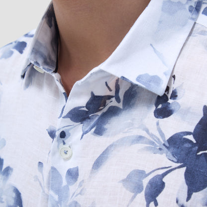 Bugatchi Orson Floral Short-Sleeve Shirt Steel