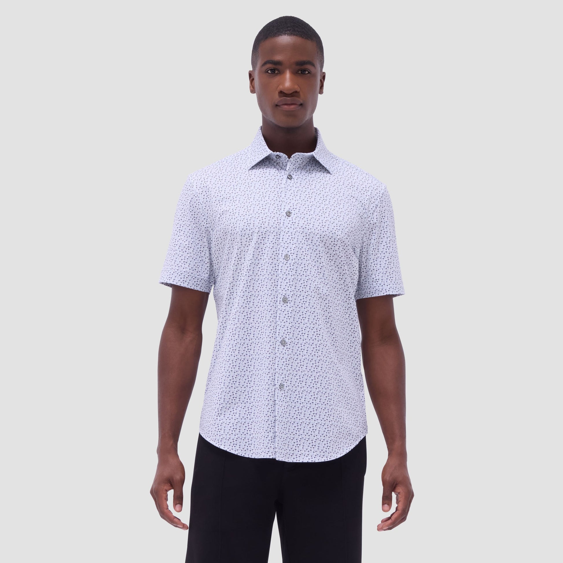 Bugatchi Miles Jack Russell OoohCotton® Short-Sleeve Shirt White