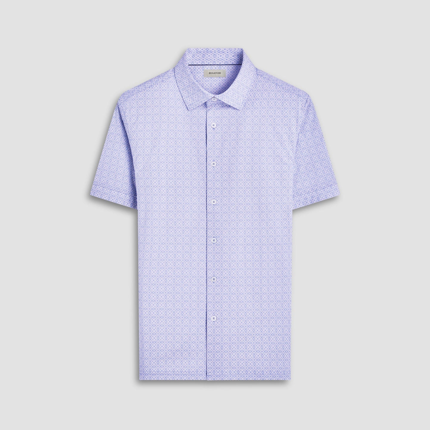 Bugatchi Milo Geometric OoohCotton® Short-Sleeve Shirt Air Blue