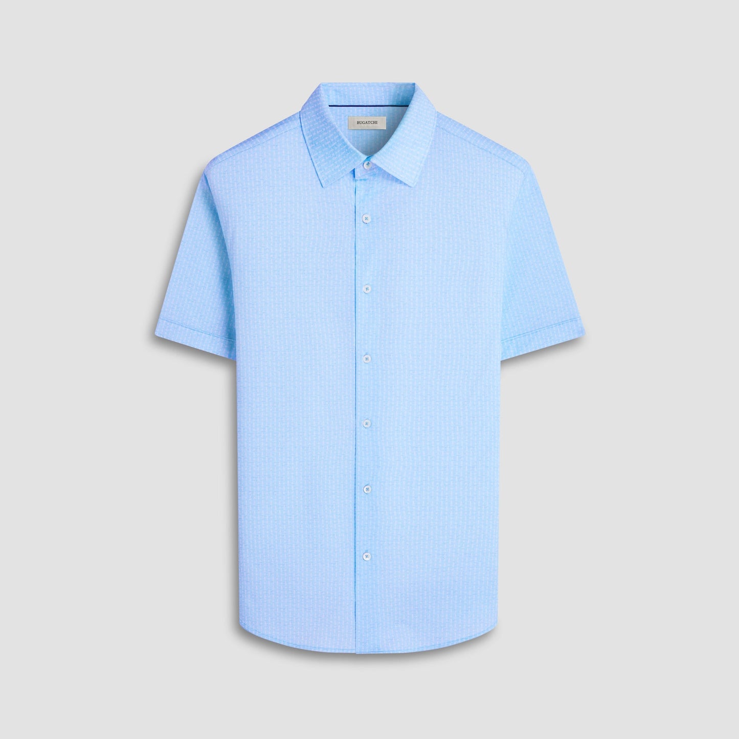 Bugatchi Miles Bowling Pin OoohCotton® Short-Sleeve Shirt Ice