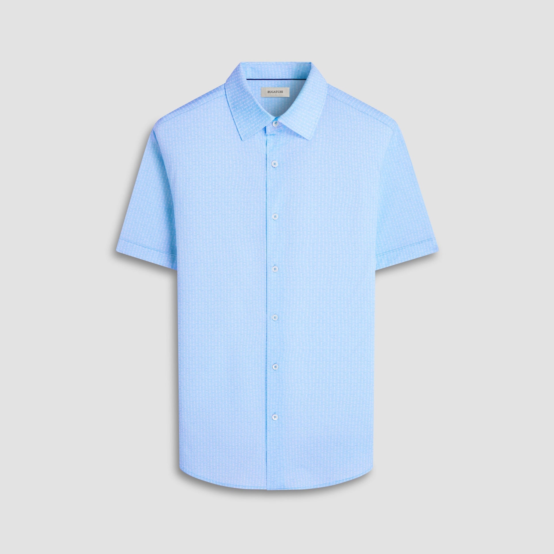 Bugatchi Miles Bowling Pin OoohCotton® Short-Sleeve Shirt Ice