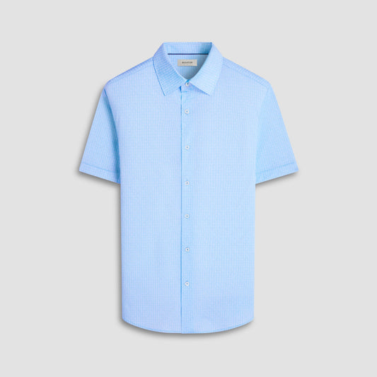 Bugatchi Miles Bowling Pin OoohCotton® Short-Sleeve Shirt Ice
