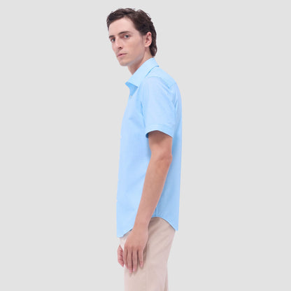 Bugatchi Miles Bowling Pin OoohCotton® Short-Sleeve Shirt Ice