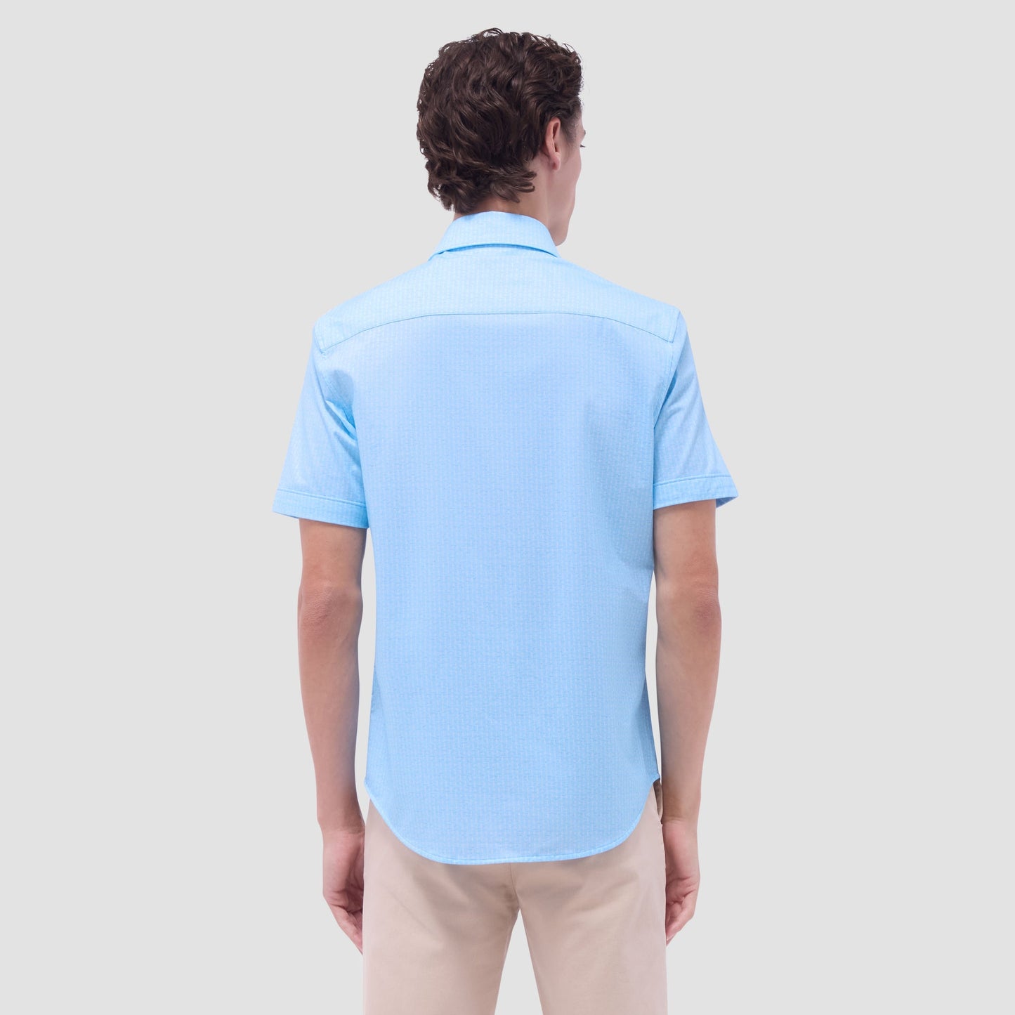 Bugatchi Miles Bowling Pin OoohCotton® Short-Sleeve Shirt Ice
