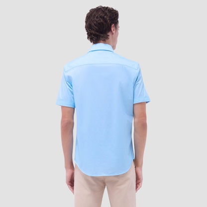 Bugatchi Miles Bowling Pin OoohCotton® Short-Sleeve Shirt Ice