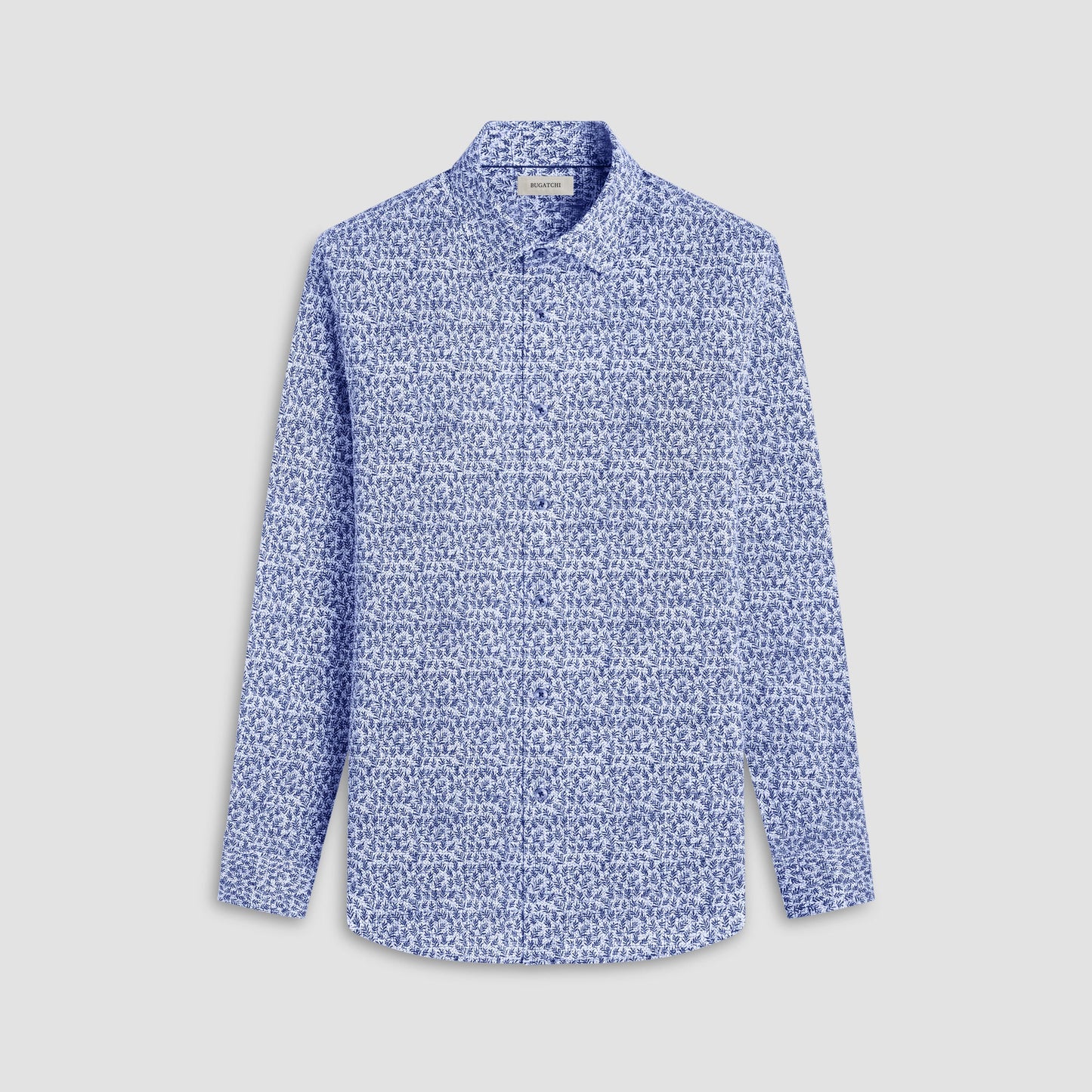 Bugatchi James Leaf Print OoohCotton® Shirt Navy