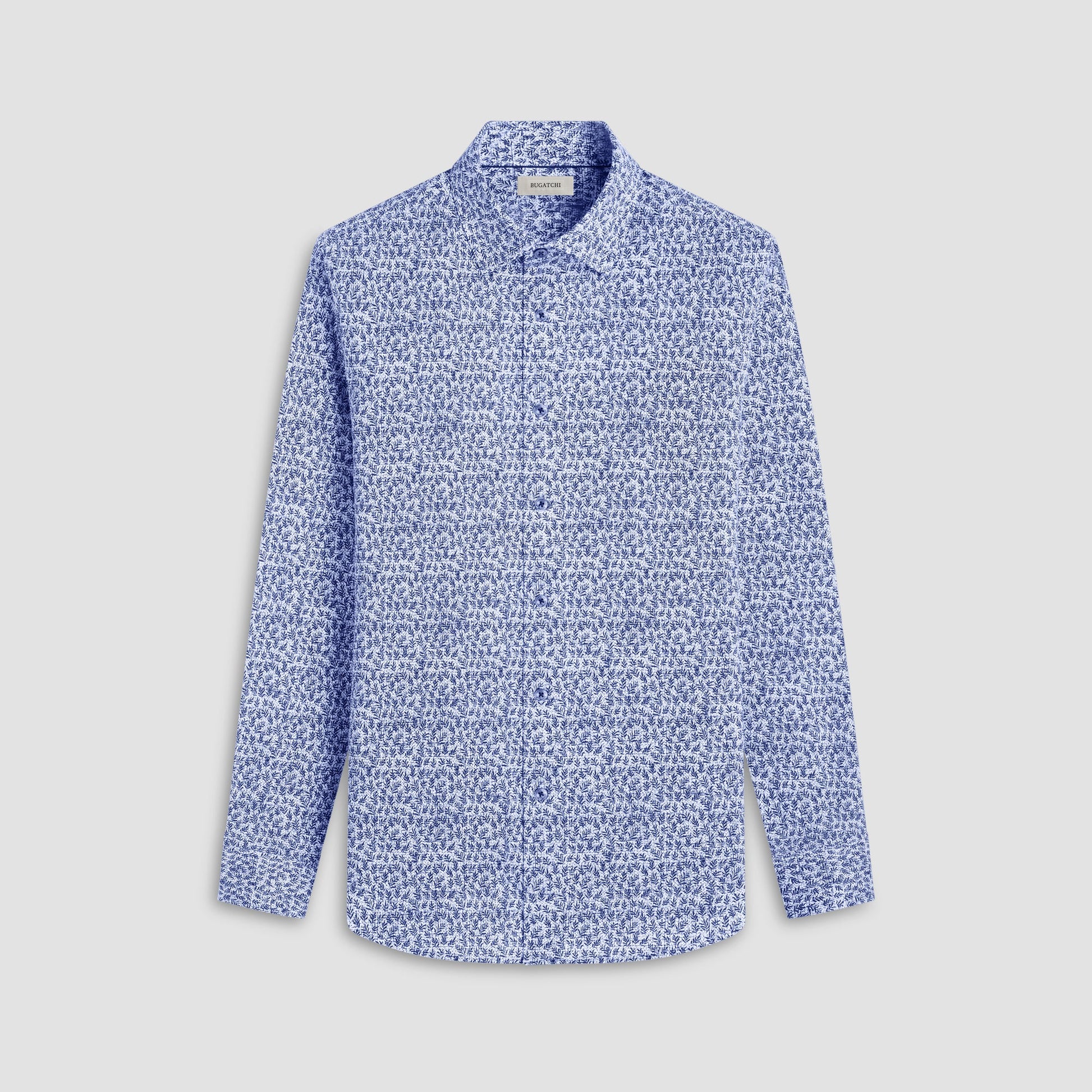 Bugatchi James Leaf Print OoohCotton® Shirt Navy