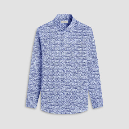 Bugatchi James Leaf Print OoohCotton® Shirt Navy