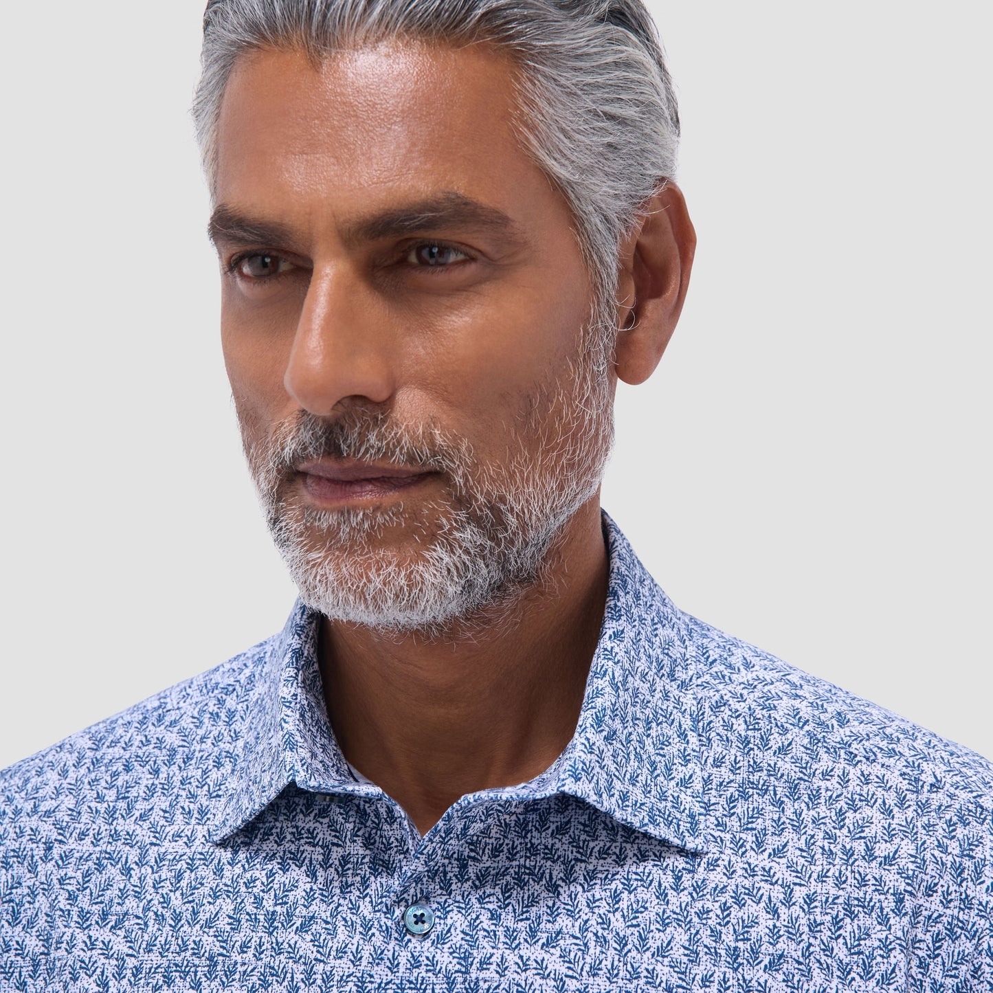 Bugatchi James Leaf Print OoohCotton® Shirt Navy