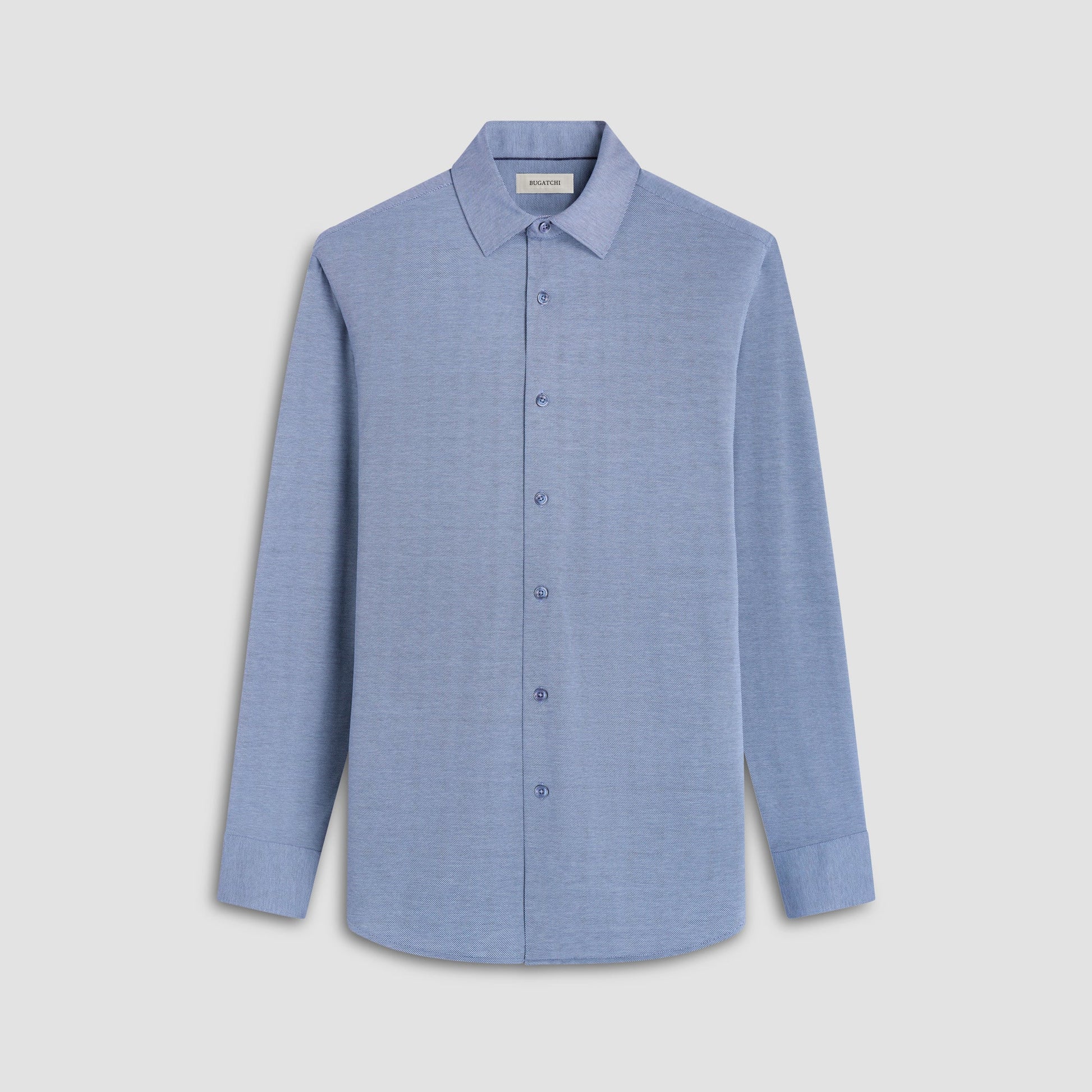 Bugatchi James Diagonal Twill Print OoohCotton® Shirt Indigo