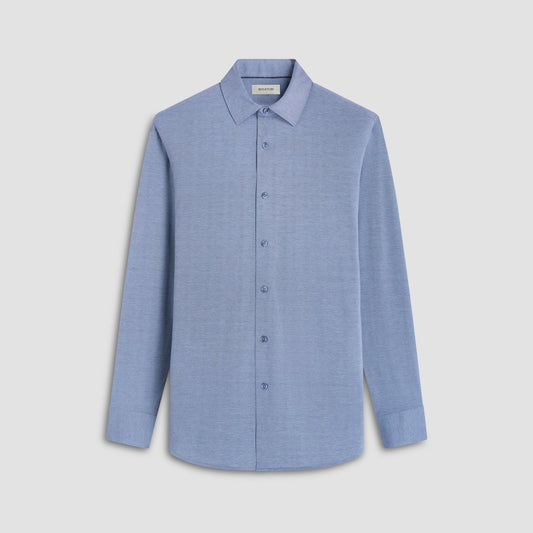 Bugatchi James Diagonal Twill Print OoohCotton® Shirt Indigo