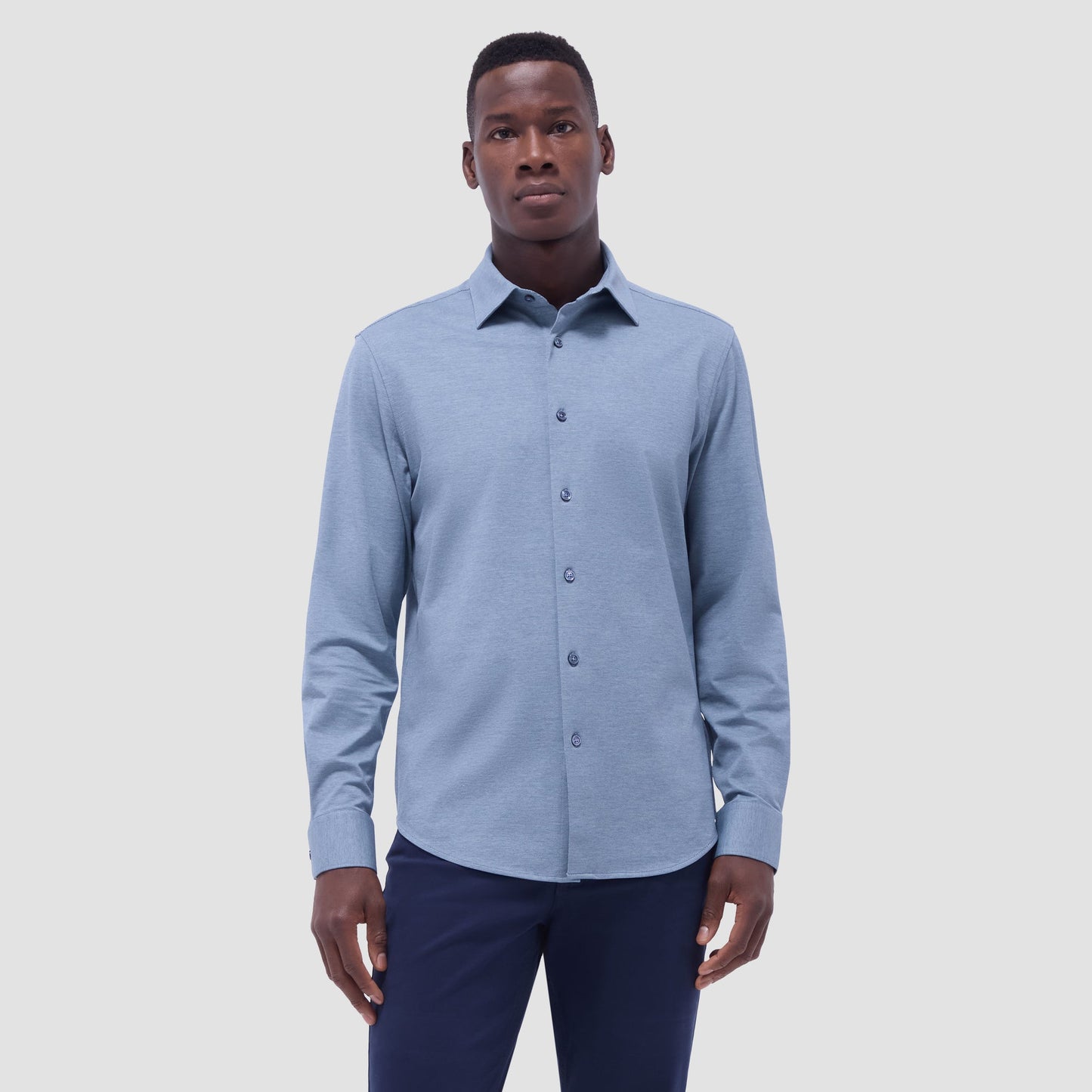 Bugatchi James Diagonal Twill Print OoohCotton® Shirt Indigo