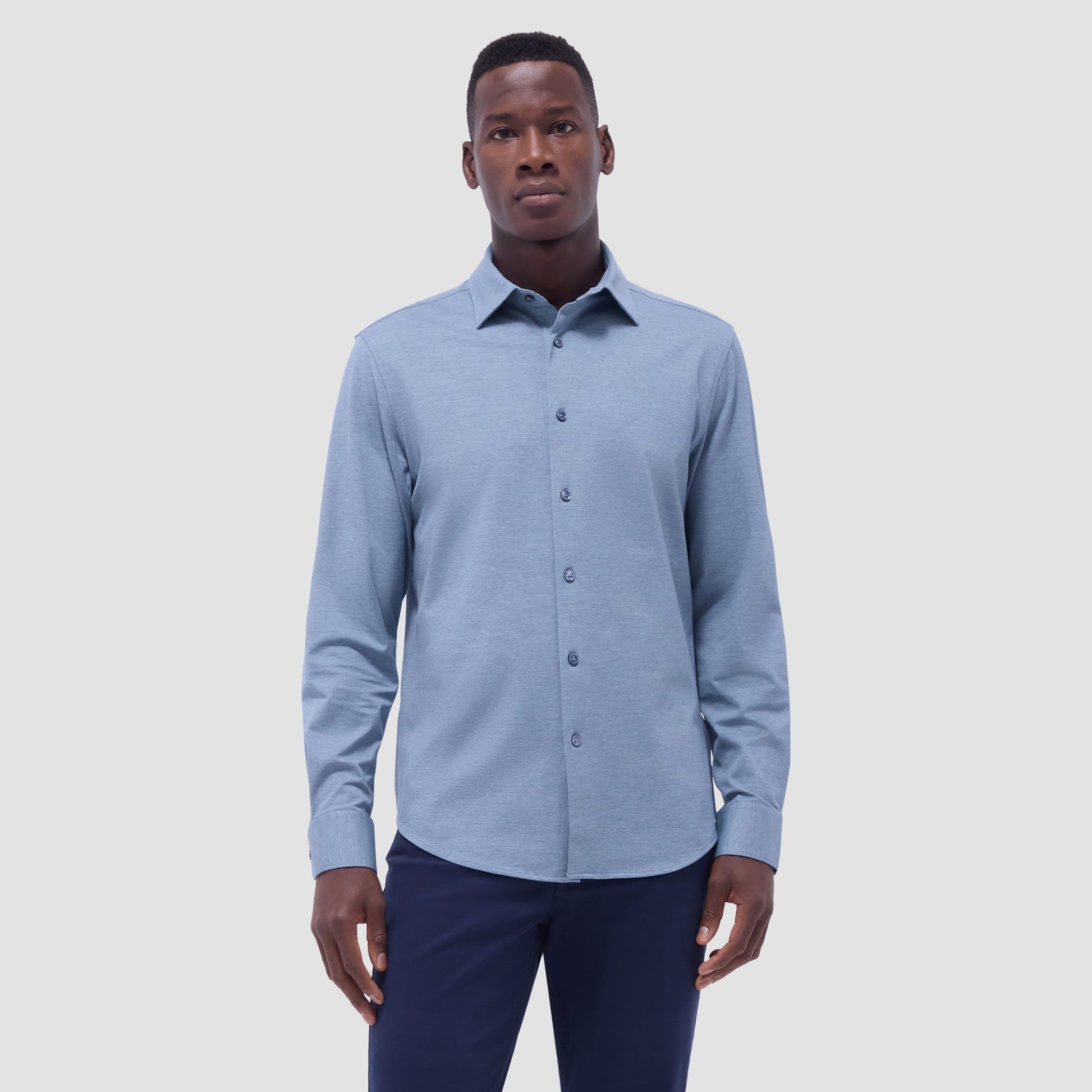 Bugatchi James Diagonal Twill Print OoohCotton® Shirt Indigo
