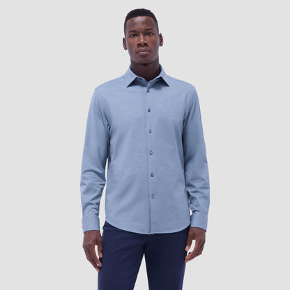 Bugatchi James Diagonal Twill Print OoohCotton® Shirt Indigo