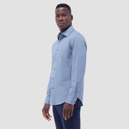 Bugatchi James Diagonal Twill Print OoohCotton® Shirt Indigo