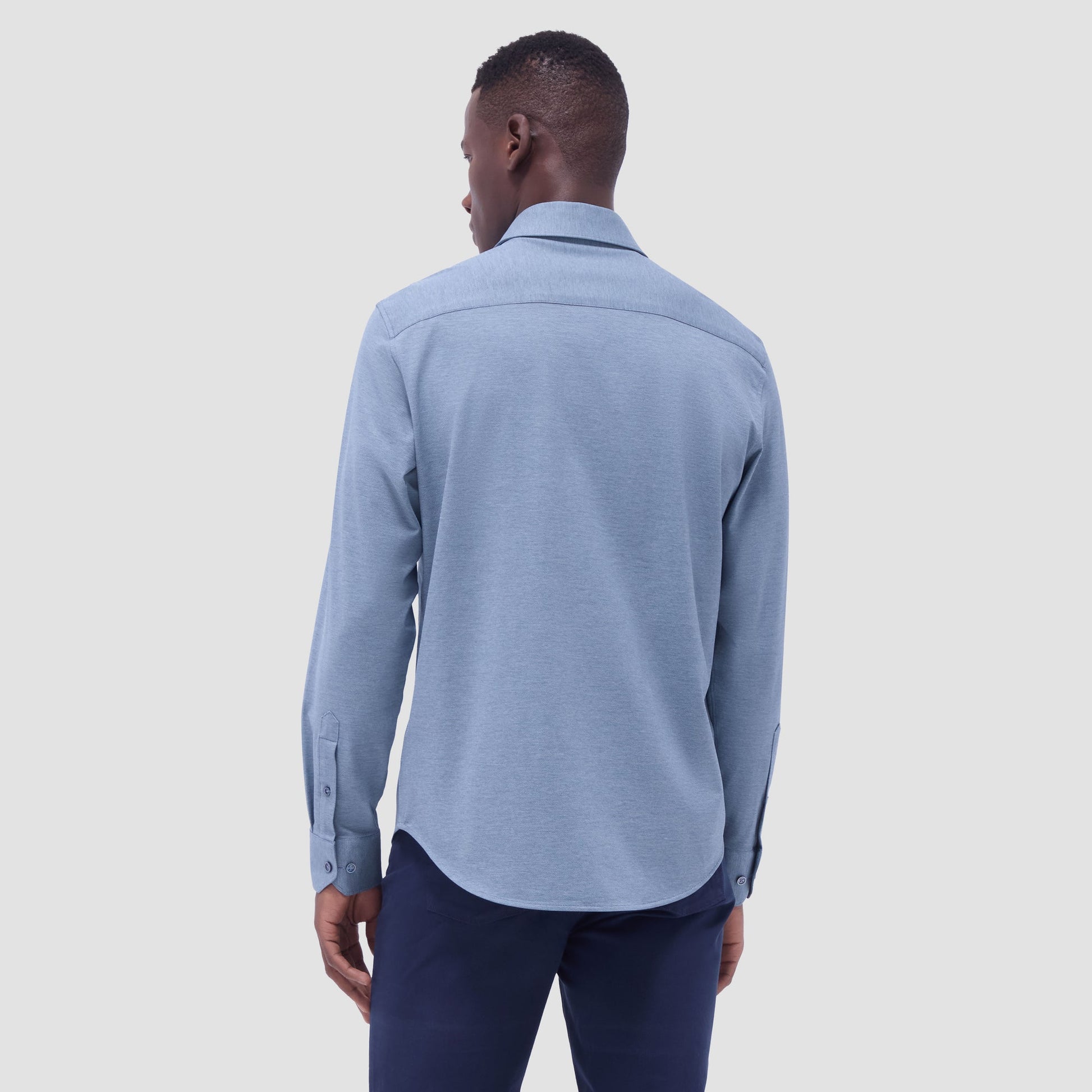 Bugatchi James Diagonal Twill Print OoohCotton® Shirt Indigo