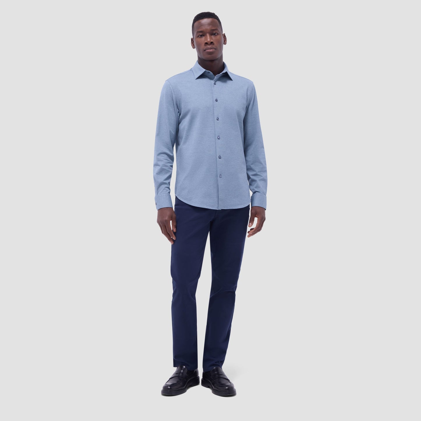 Bugatchi James Diagonal Twill Print OoohCotton® Shirt Indigo