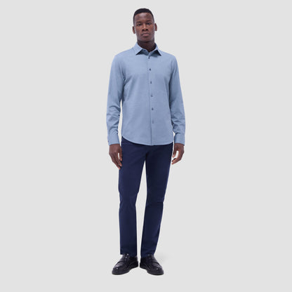 Bugatchi James Diagonal Twill Print OoohCotton® Shirt Indigo