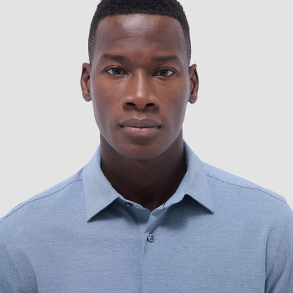 Bugatchi James Diagonal Twill Print OoohCotton® Shirt Indigo