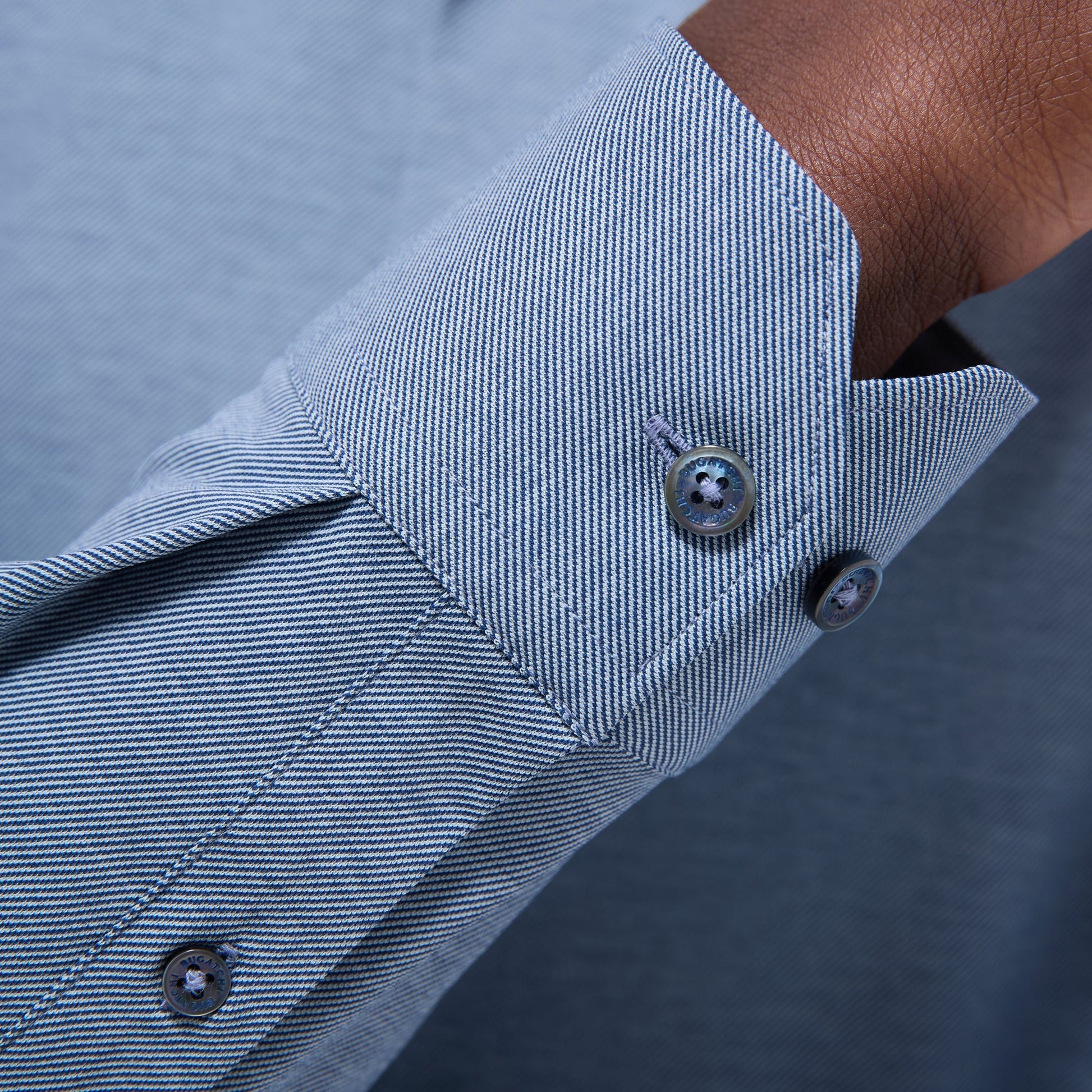 Bugatchi James Diagonal Twill Print OoohCotton® Shirt Indigo