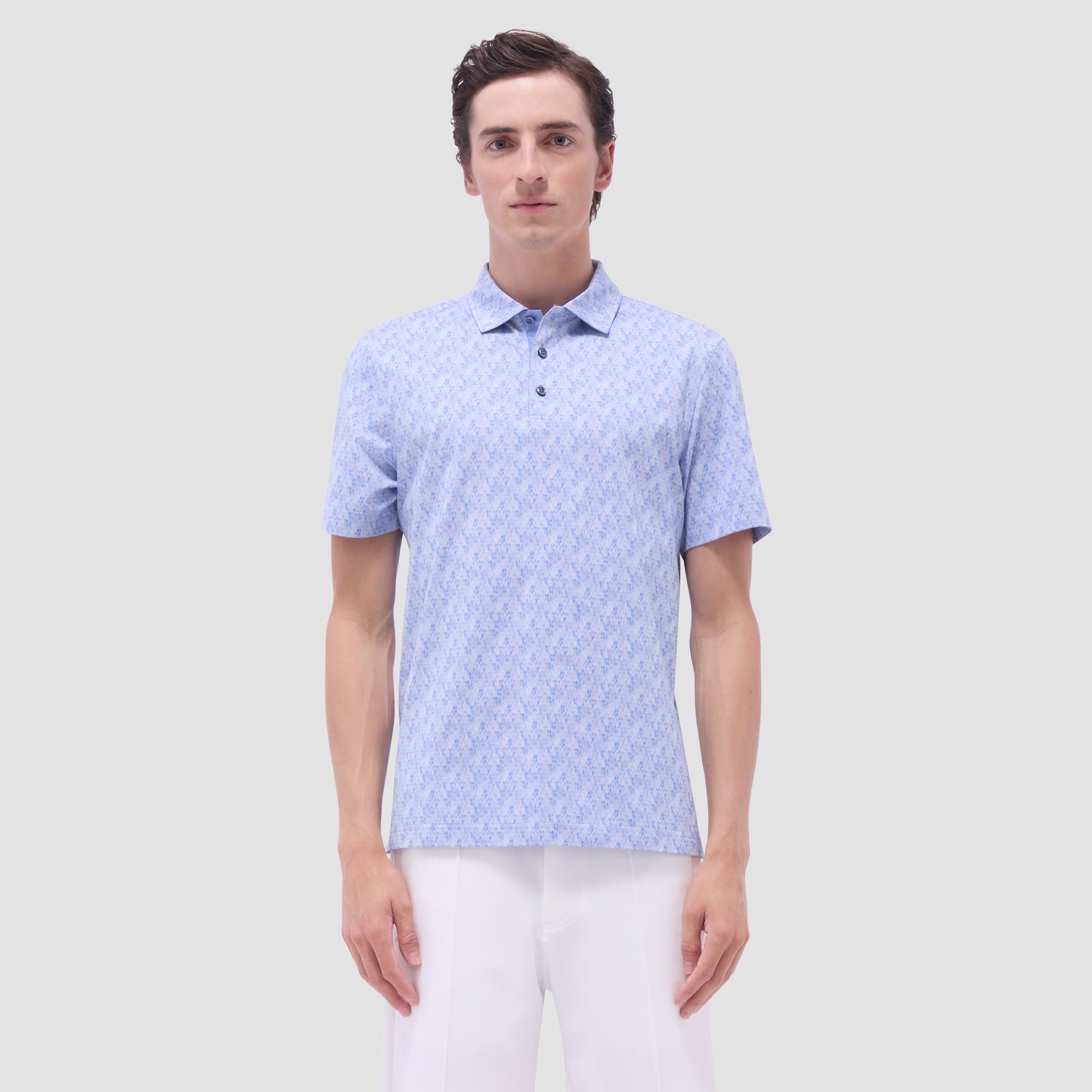 Bugatchi Vincent Double-Sided Geometric & Solid OoohCotton® Polo Shirt Air Blue