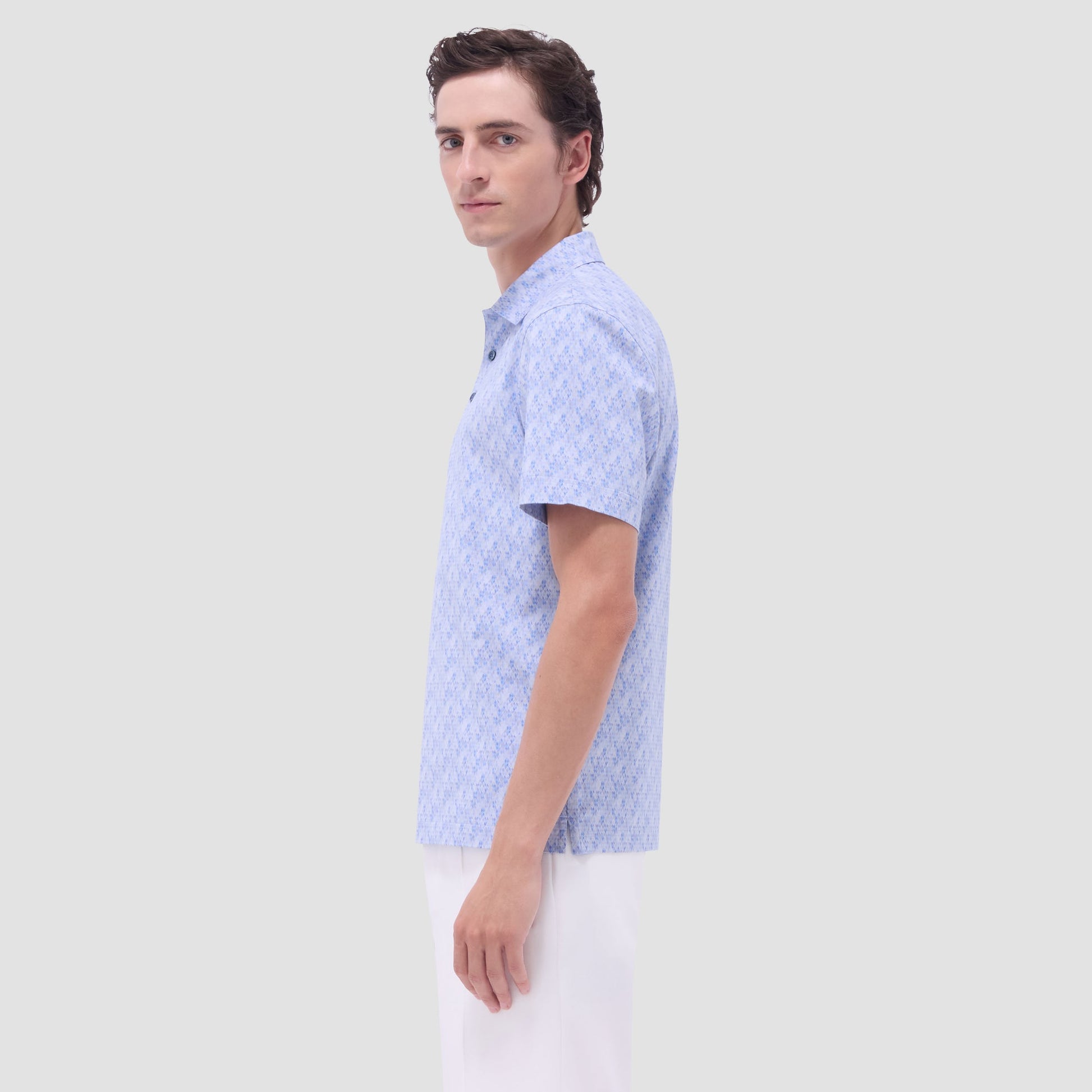 Bugatchi Vincent Double-Sided Geometric & Solid OoohCotton® Polo Shirt Air Blue