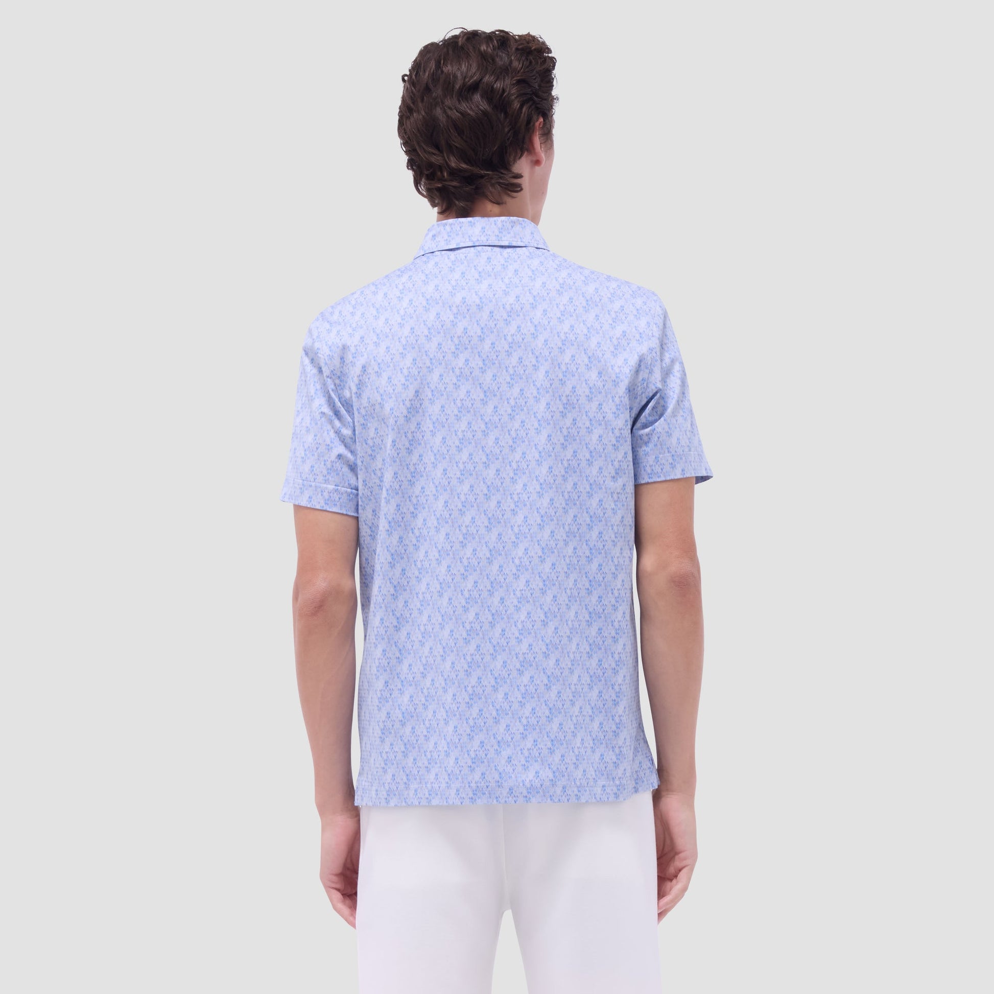 Bugatchi Vincent Double-Sided Geometric & Solid OoohCotton® Polo Shirt Air Blue