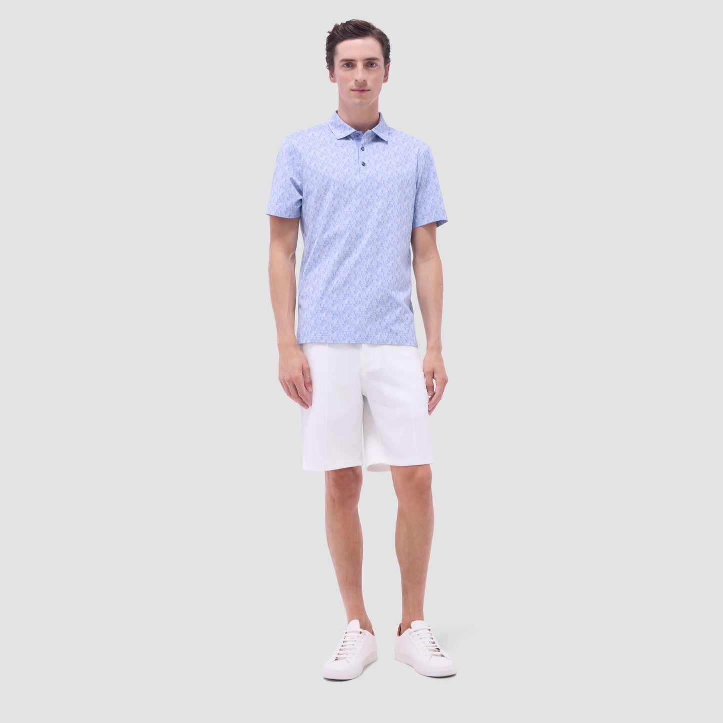 Bugatchi Vincent Double-Sided Geometric & Solid OoohCotton® Polo Shirt Air Blue