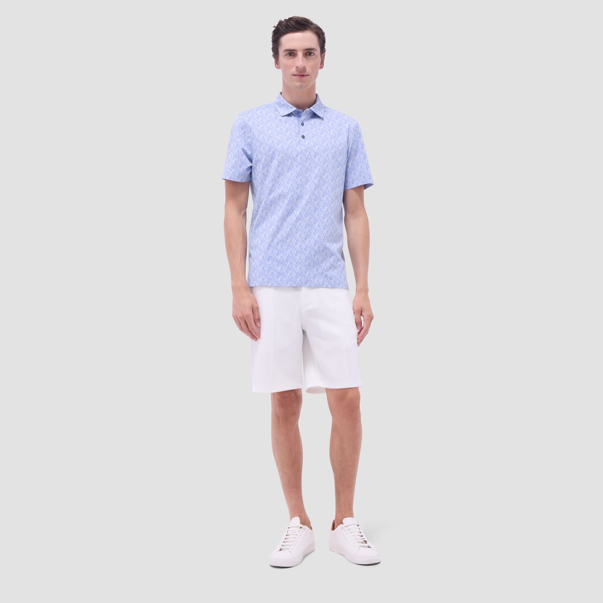 Bugatchi Vincent Double-Sided Geometric & Solid OoohCotton® Polo Shirt Air Blue