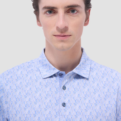 Bugatchi Vincent Double-Sided Geometric & Solid OoohCotton® Polo Shirt Air Blue