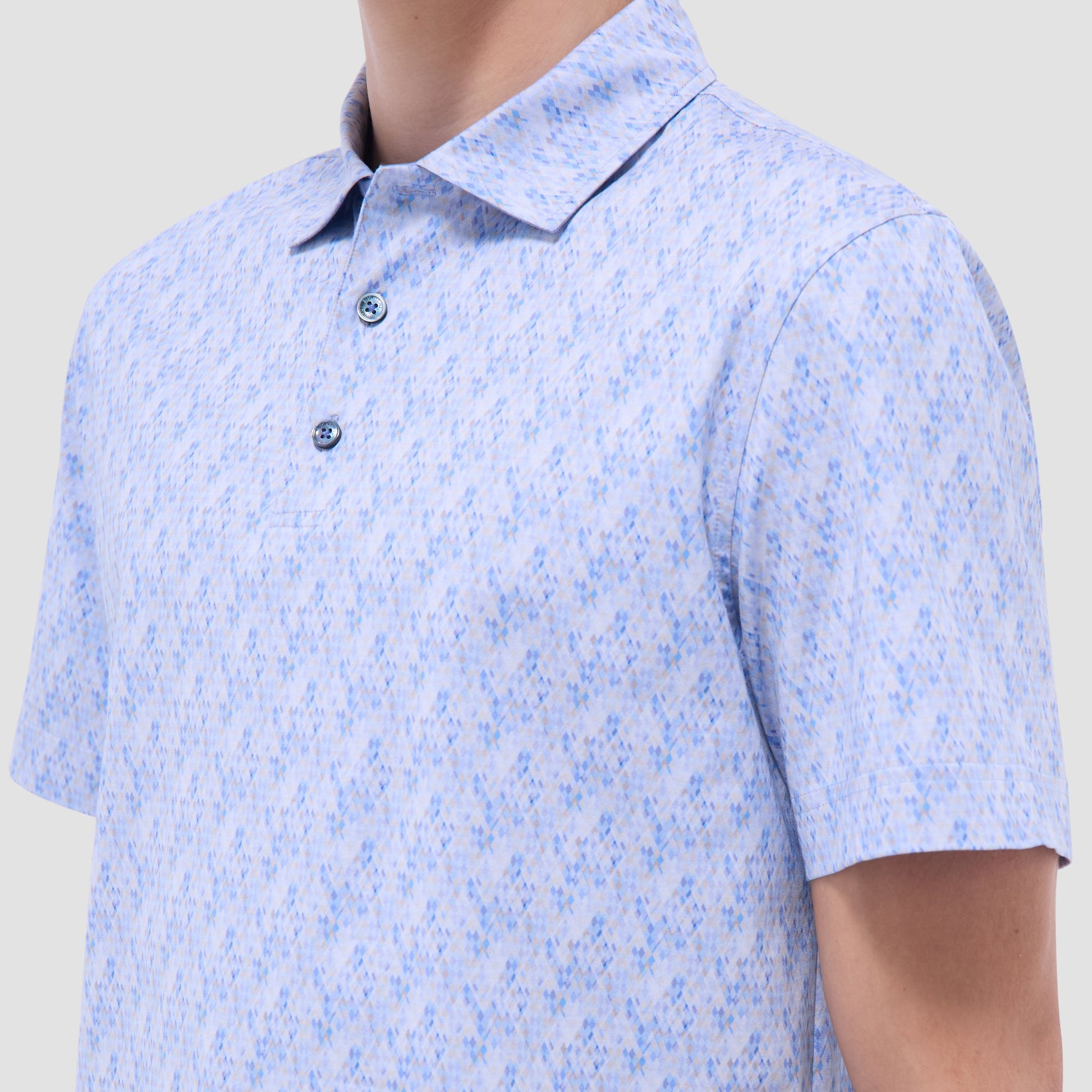 Bugatchi Vincent Double-Sided Geometric & Solid OoohCotton® Polo Shirt Air Blue