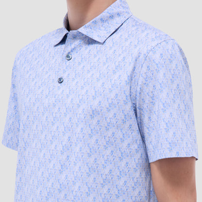 Bugatchi Vincent Double-Sided Geometric & Solid OoohCotton® Polo Shirt Air Blue