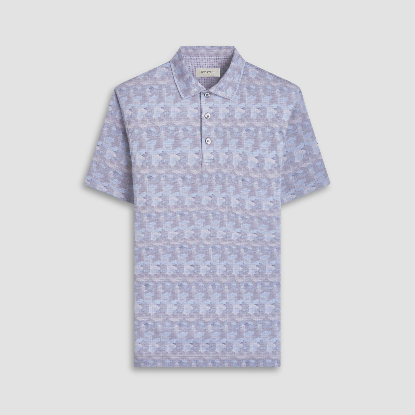 Bugatchi Vincent Double-Sided Abstract & Check OoohCotton® Polo Shirt Almond