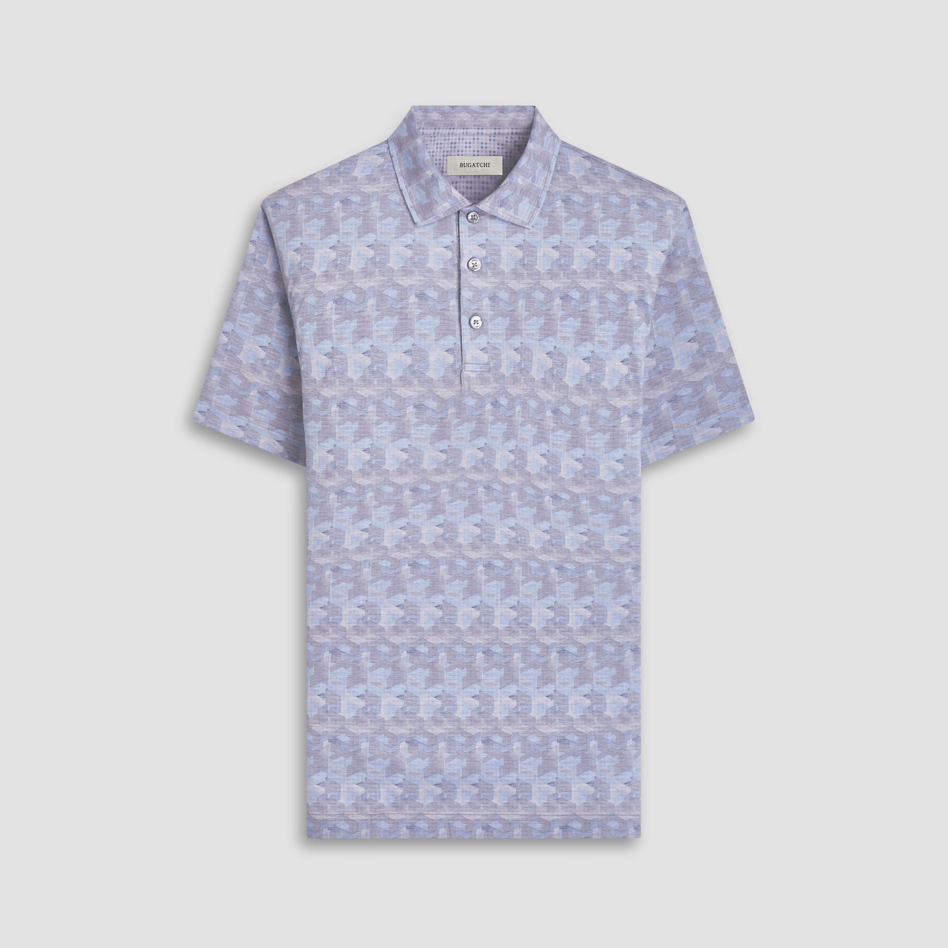 Bugatchi Vincent Double-Sided Abstract & Check OoohCotton® Polo Shirt Almond