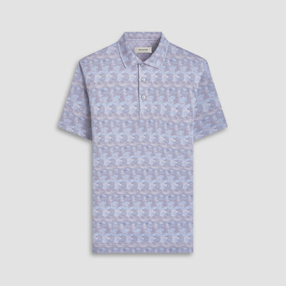Bugatchi Vincent Double-Sided Abstract & Check OoohCotton® Polo Shirt Almond