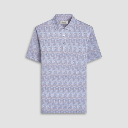 Bugatchi Vincent Double-Sided Abstract & Check OoohCotton® Polo Shirt Almond