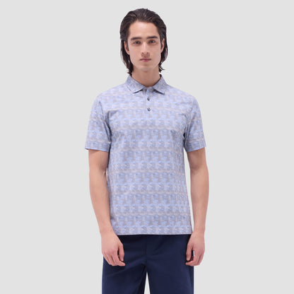 Bugatchi Vincent Double-Sided Abstract & Check OoohCotton® Polo Shirt Almond