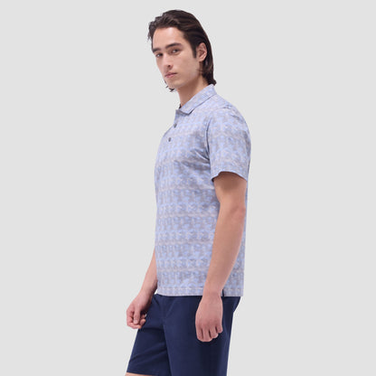 Bugatchi Vincent Double-Sided Abstract & Check OoohCotton® Polo Shirt Almond