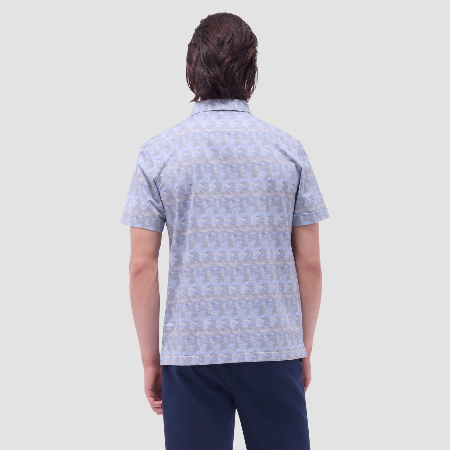 Bugatchi Vincent Double-Sided Abstract & Check OoohCotton® Polo Shirt Almond
