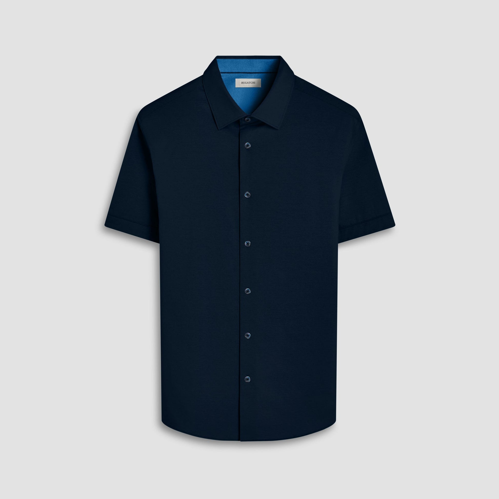 Bugatchi Myron Double-Sided Solid OoohCotton® Short-Sleeve Shirt Navy