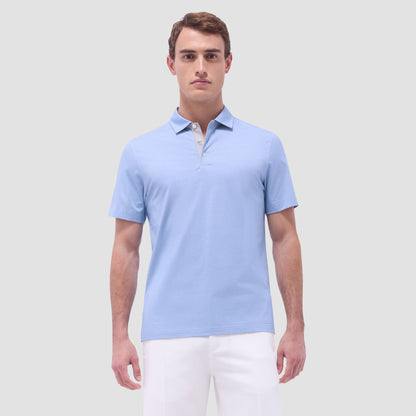 Bugatchi Vincent Double-Sided Solid OoohCotton® Polo Shirt Air Blue