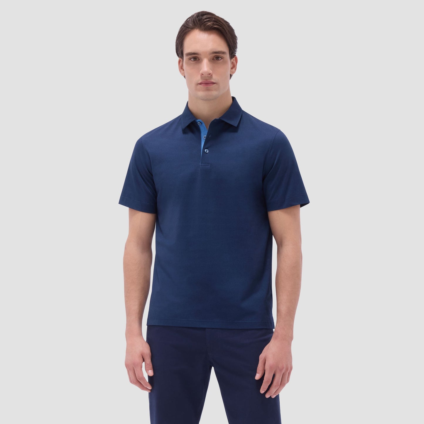 Bugatchi Vincent Double-Sided Solid OoohCotton® Polo Shirt Navy