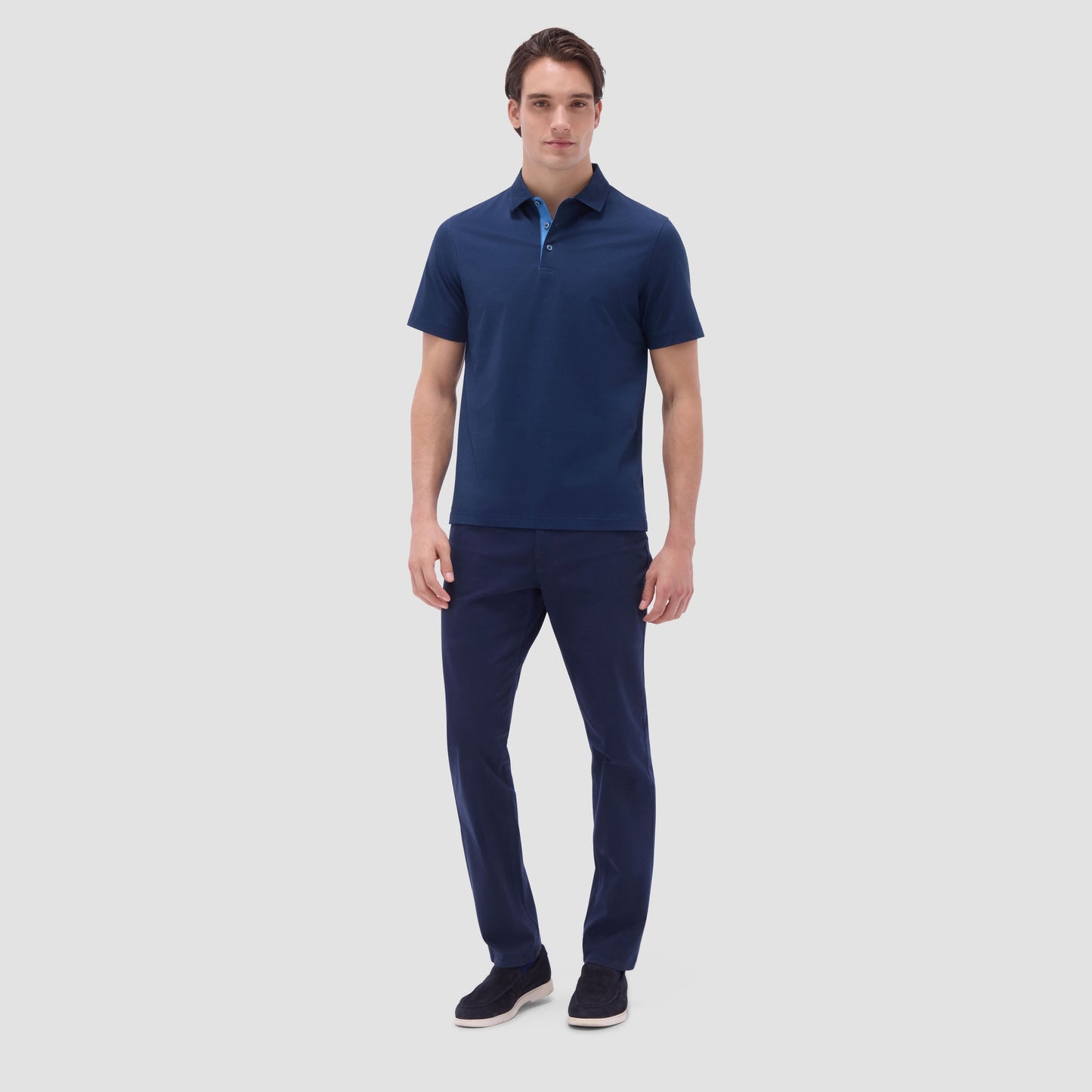 Bugatchi Vincent Double-Sided Solid OoohCotton® Polo Shirt Navy