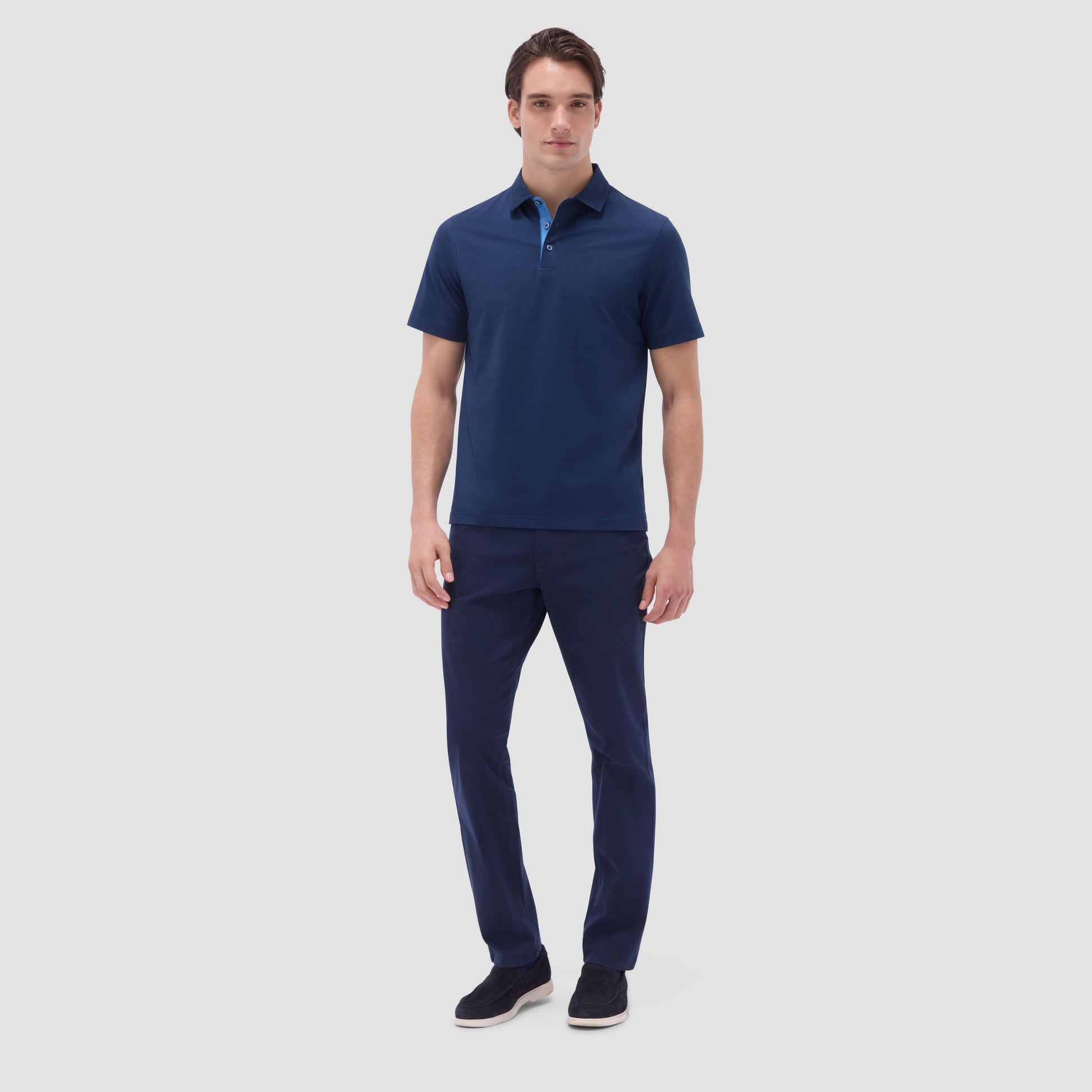 Bugatchi Vincent Double-Sided Solid OoohCotton® Polo Shirt Navy