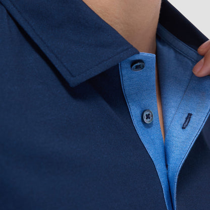 Bugatchi Vincent Double-Sided Solid OoohCotton® Polo Shirt Navy