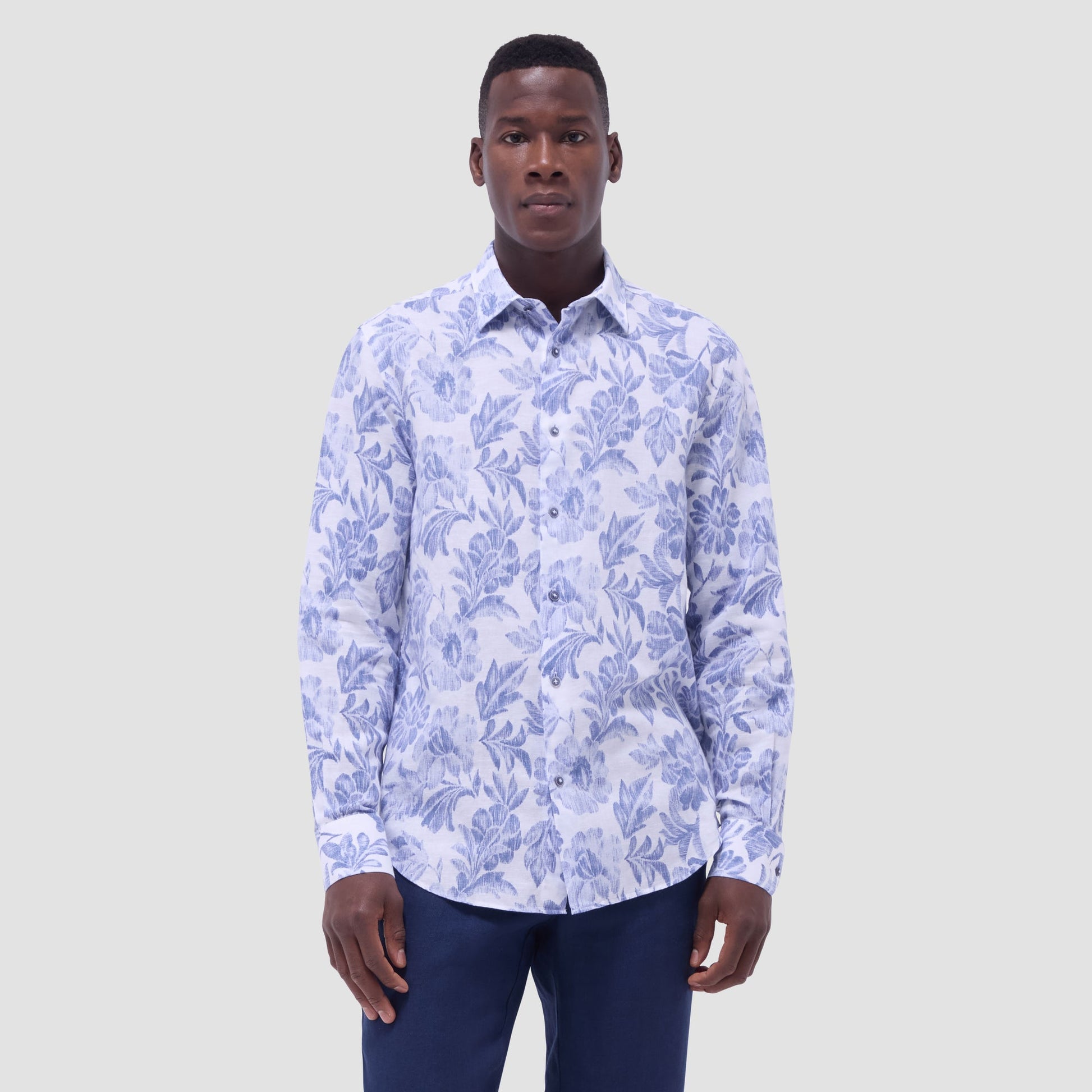 Bugatchi Julian Floral Shirt Cobalt