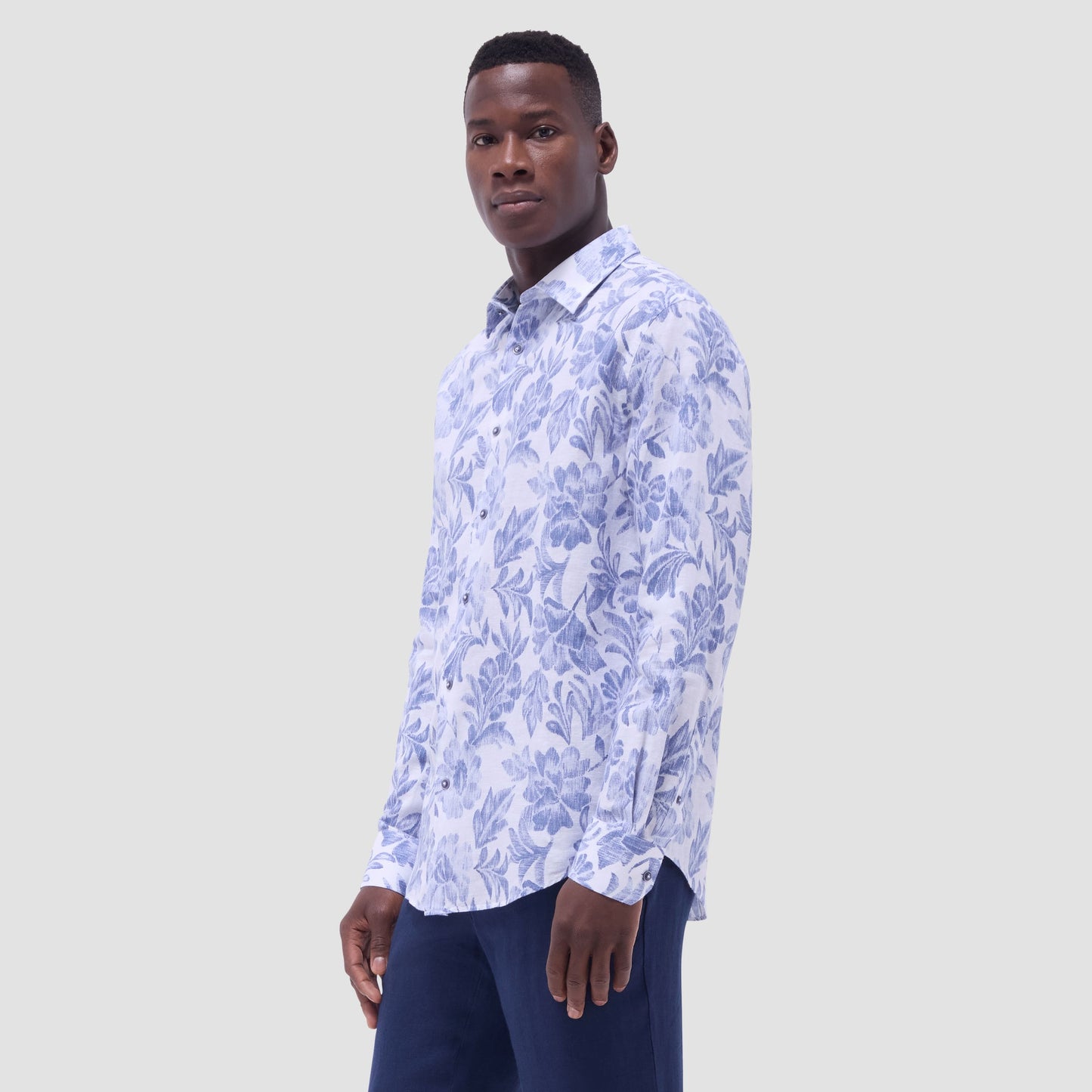 Bugatchi Julian Floral Shirt Cobalt